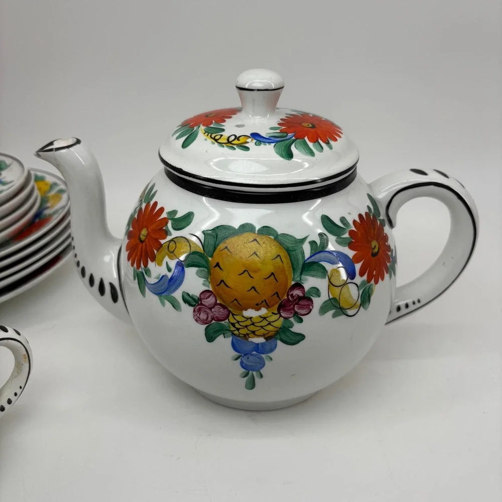 Vintage H. & N. Germany De Luxe Porcelain Teapot Floral Fruit Hand Painted T 795